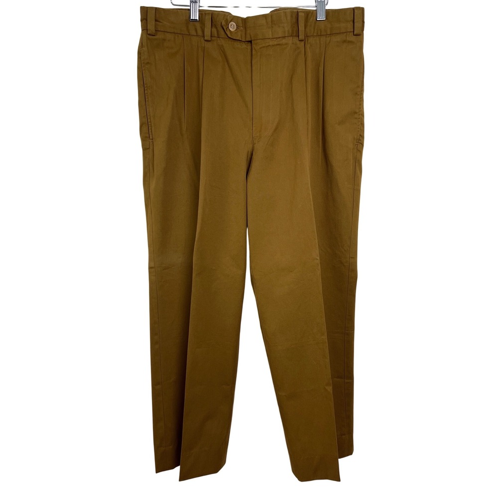 Bills Khakis Pleated Chino Pants Mens 36 Brown Cotton Twill USA Made Preppy A51